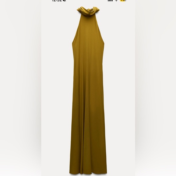 Last day sale! LONG OPEN BACK HALTER DRESS Elegant Mustard Sleeveless Dress. WOW - Picture 8 of 12